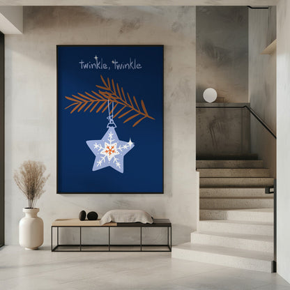 Wandbild Fröhlicher Glanz Weihnachtsstern blau Leinwandbild