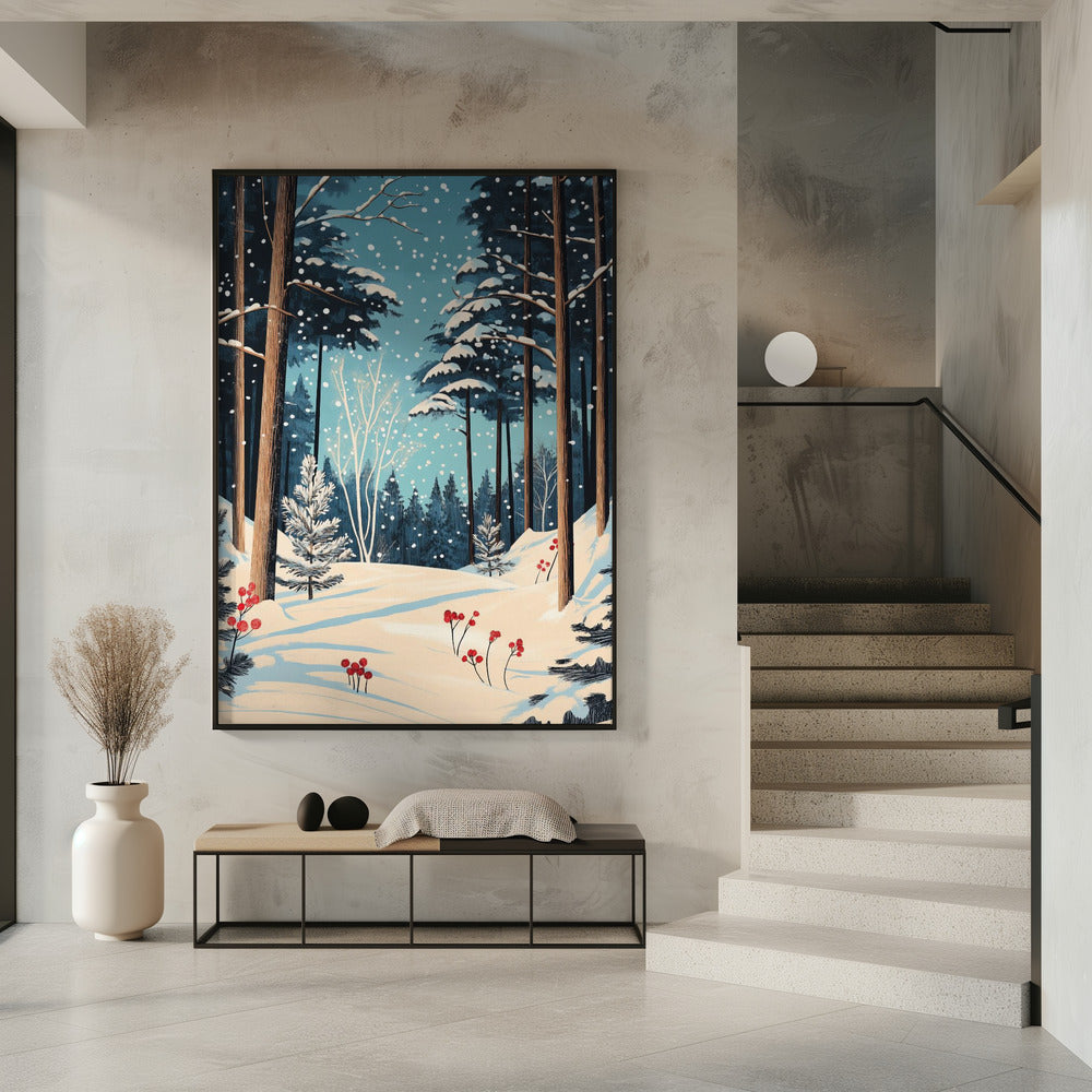 Wandbild Weihnachten Winterwald Leinwandbild