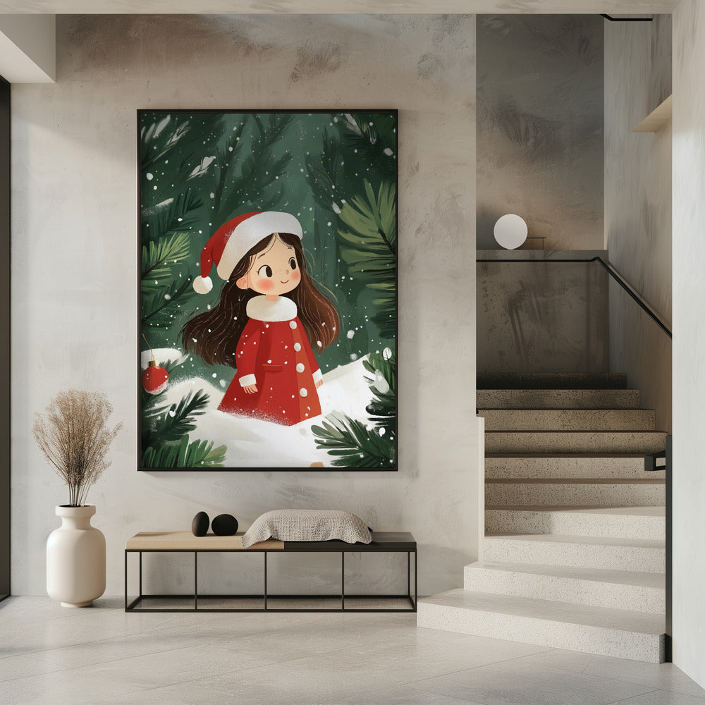 Wandbild Weihnachtsmädchen Leinwanddruck