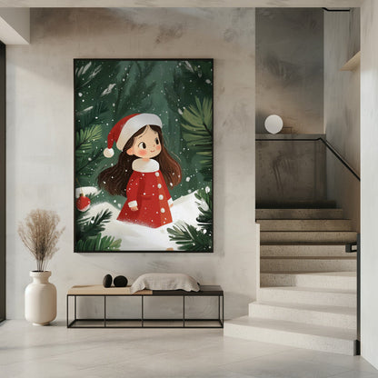 Wandbild Weihnachtsmädchen Leinwanddruck