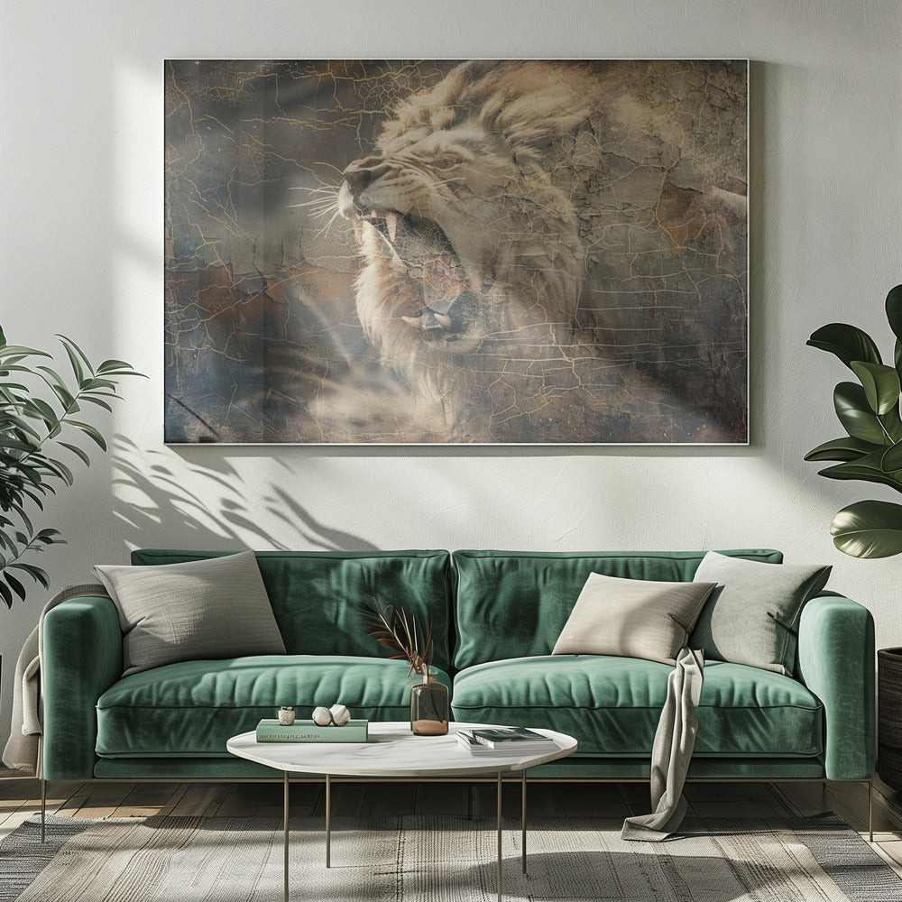 Wandbild Löwe Tier Vintage Kunst Illustration Wandkunst 09