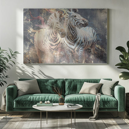 Wandbild Zebra Tier Vintage Kunst Illustration Wallart 03