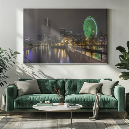 Wandkunst Schillernde Yokohama-Skyline bei Nacht