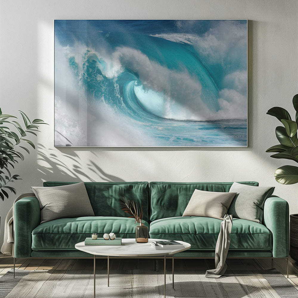 Wandkunst Wenn der Ozean zu blauem Feuer wird Leinwandbild