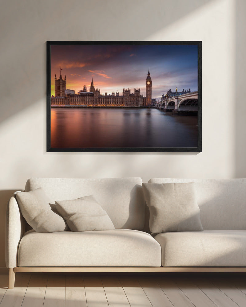 Wandbild London Palace of Westminster Sonnenuntergang