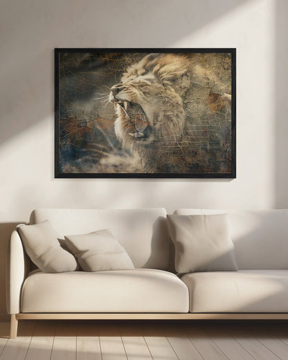 Wandbild Löwe Tier Vintage Kunst Illustration Wandkunst 09