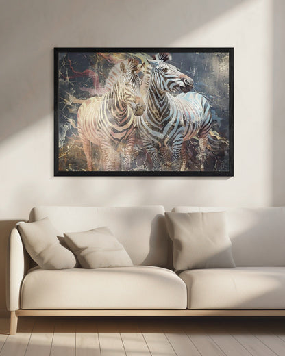 Wandbild Zebra Tier Vintage Kunst Illustration Wallart 03