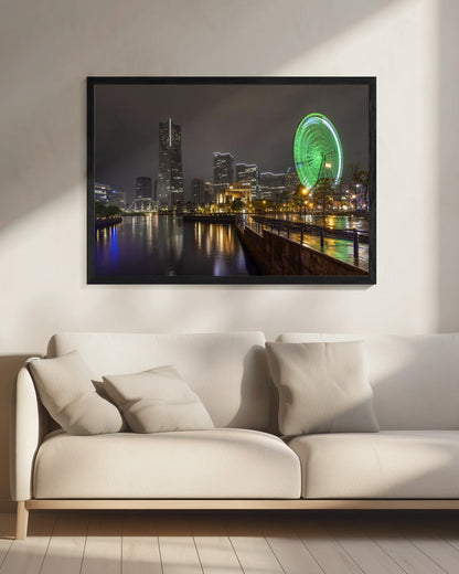 Wandkunst Schillernde Yokohama-Skyline bei Nacht
