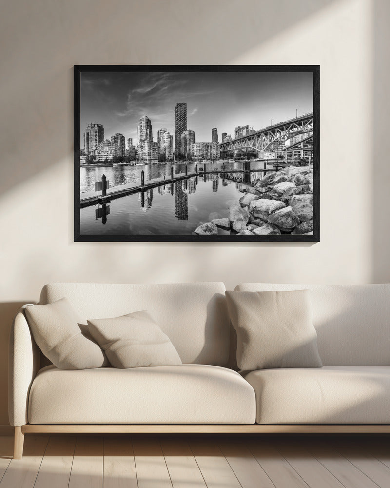 Wandkunst Vancouver Impression von Granville Island | Monochrom