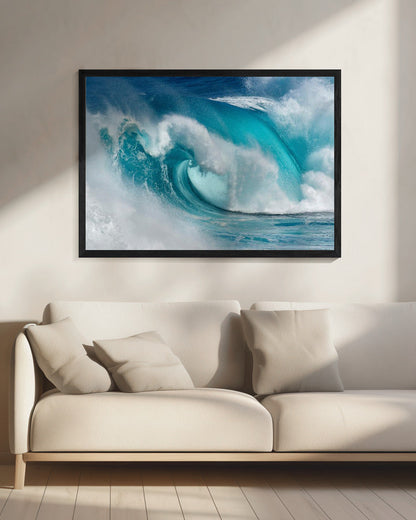 Wandkunst Wenn der Ozean zu blauem Feuer wird Leinwandbild