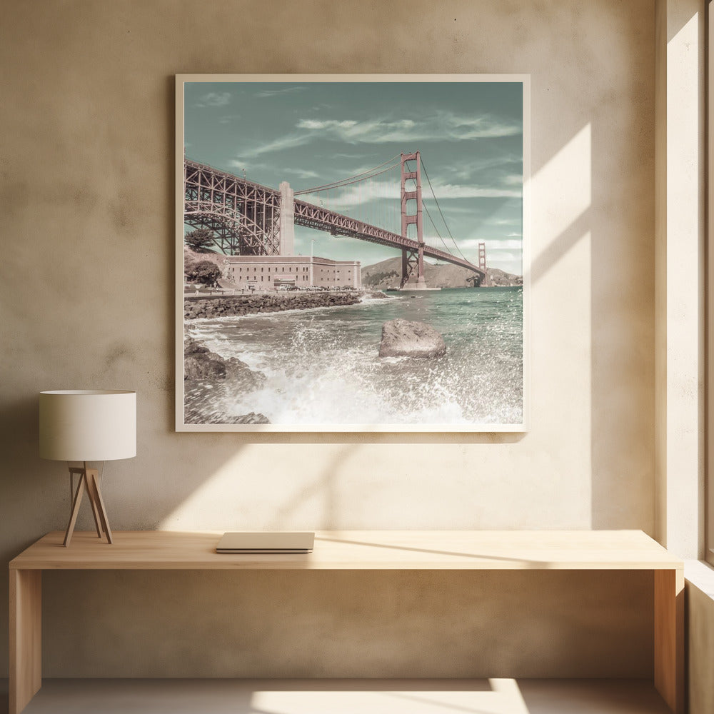 Wandbild GOLDEN GATE BRIDGE Küstenimpression | urbaner Vintage-Stil