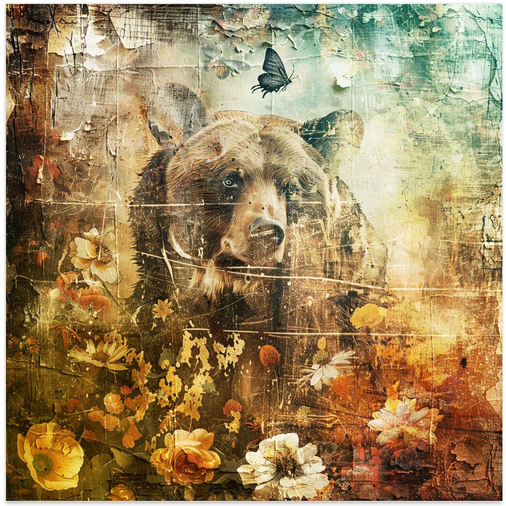 Wandbild Blumen Tiere Vintage-Kunst Illustration 06