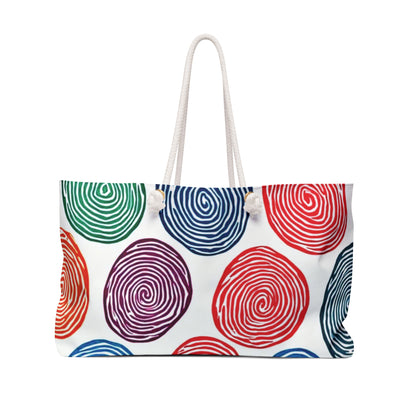 Bunte Spiralen-Kreise Weekender Tasche | Große Tragetasche Strand Reise | Vielbeschäftigte Mama | Mutter Geschenk