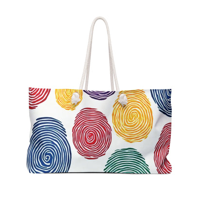 Bunte Fingerabdruck-Muster Reisetasche | Mehrfarbige Wirbel Reisetasche | Muttertag | Handgepäck für vielbeschäftigte Mütter