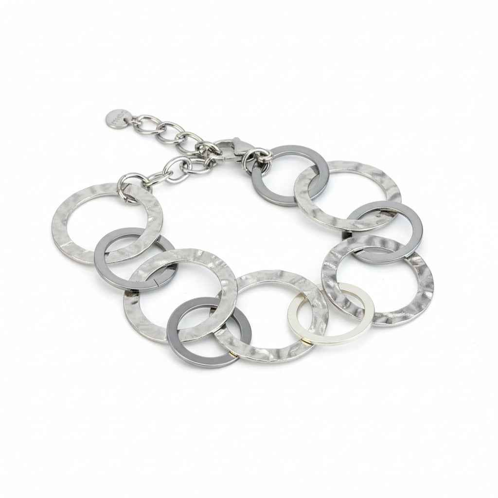 Linked Circle Bracelet - Grey Stainless Steel