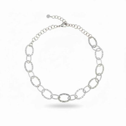 Linked Oval Necklace - Grey Stainless Steel