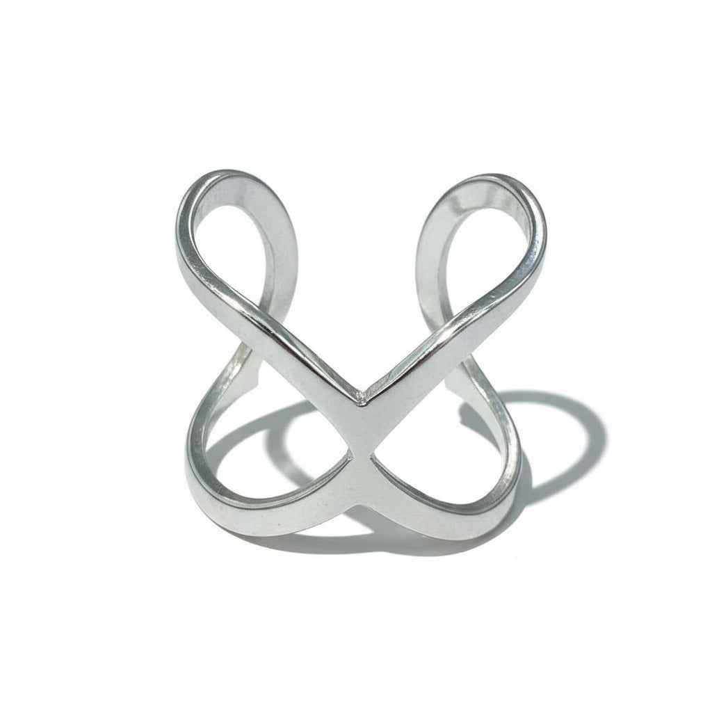 Open X Ring - Grey Stainless Steel
