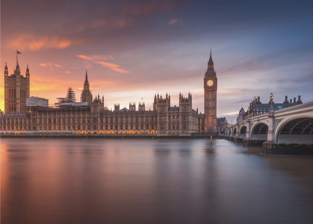 Wandbild London Palace of Westminster Sonnenuntergang