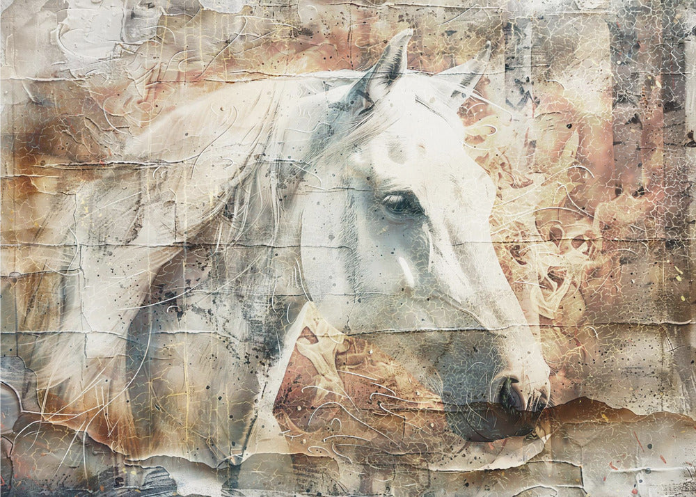 Wandbild Pferd Tier Vintage Kunst Illustration Wandkunst 06