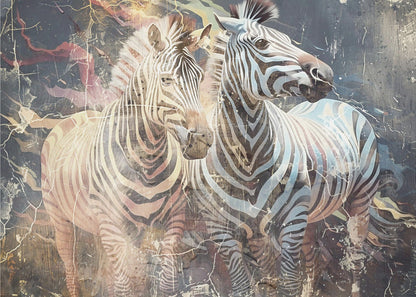 Wandbild Zebra Tier Vintage Kunst Illustration Wallart 03