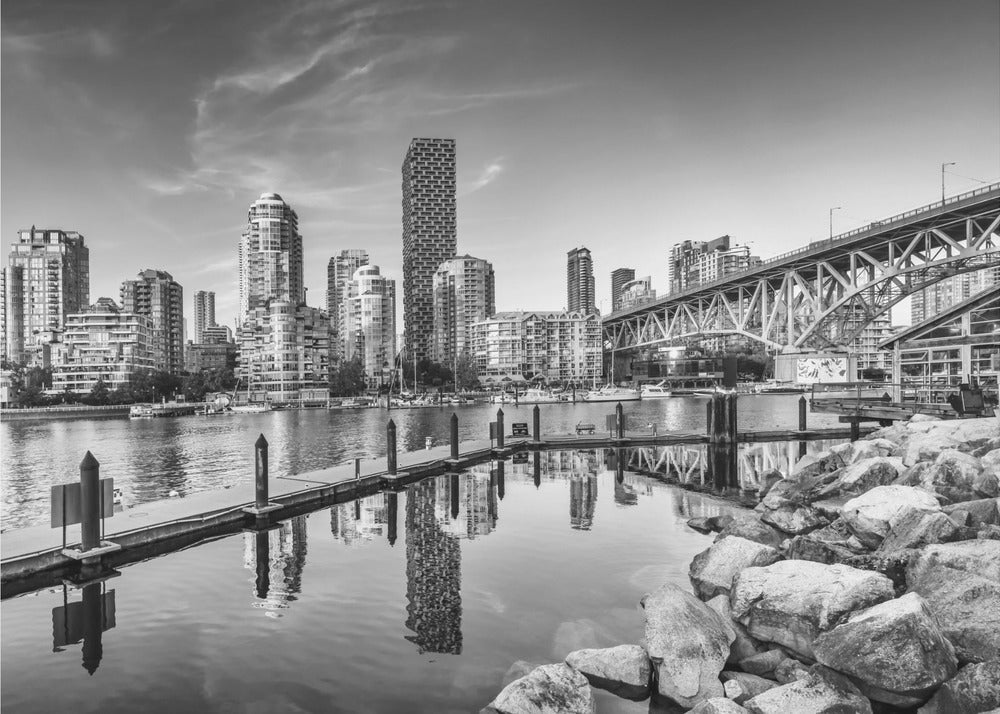 Wandkunst Vancouver Impression von Granville Island | Monochrom