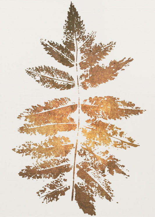 Wandbild Eichenblatt-Print (gold)