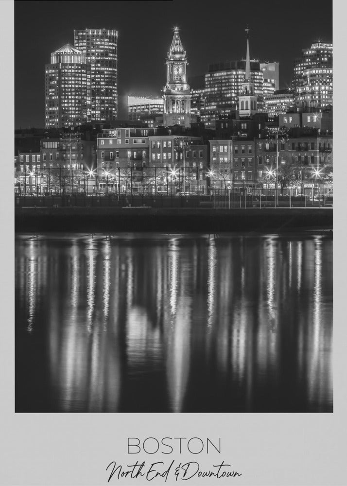 Wandbild BOSTON Abendliche Skyline von North End
