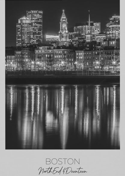 Wandbild BOSTON Abendliche Skyline von North End