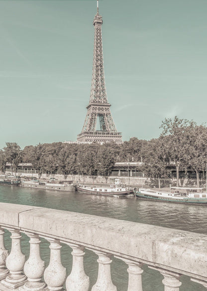 Wandbild PARIS Eiffelturm & Seine | urbaner Vintage-Stil