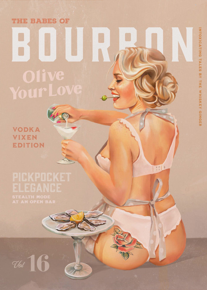 Wandkunst Babes of Bourbon Bd. 16 Vintage Wodka Martini Pin-up-Girl