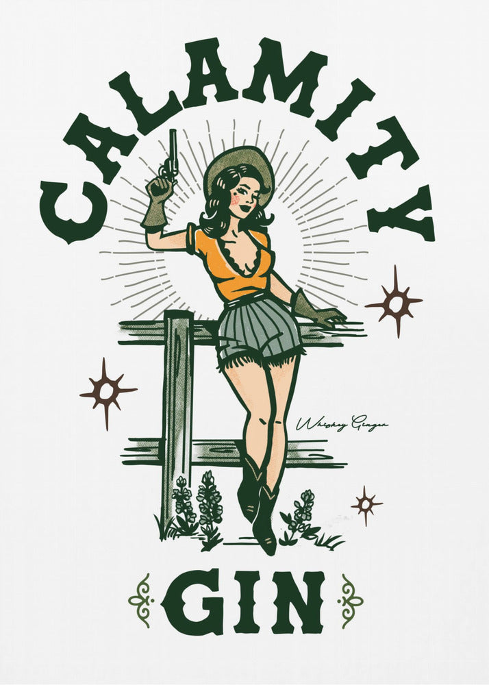 Wandbild Katastrophe Gin Lustig Retro Western Cowgirl