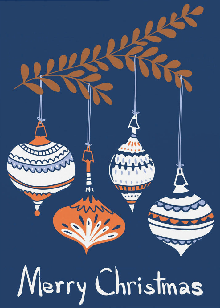 Wandbild Fröhliche kleine Weihnachtsbaumkugeln blau Leinwandbild