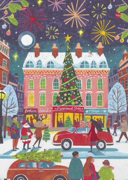 Wandbild Weihnachten in der Stadt Leinwanddruck