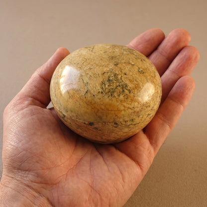 Soapstone Trinket Box - Round Top Varnished 3"