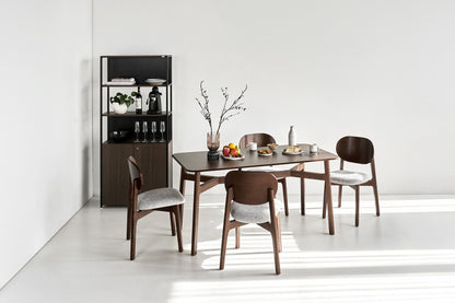 Serena Oak Veneer Dining Set with 4-6 Ergonomic Rubberwood Chairs