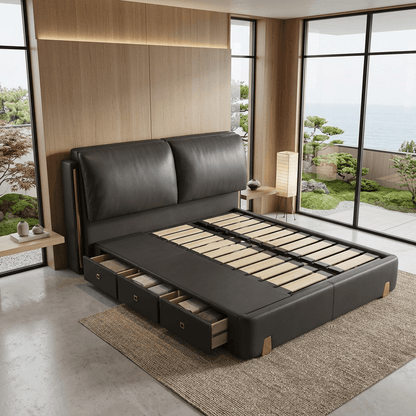 Sterling Luxury Upholstered Storage Bed with Hydraulic Lift and Side Drawers