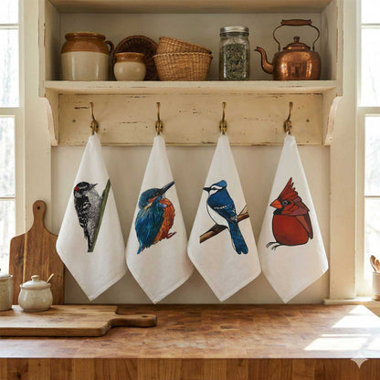Geschirrtuch aus Mehlsackstoff – 100 % Bio-Baumwolle – Eisvogel