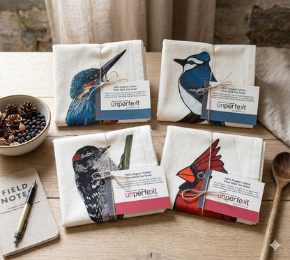 Geschirrtuch aus Mehlsackstoff – 100 % Bio-Baumwolle – Eisvogel
