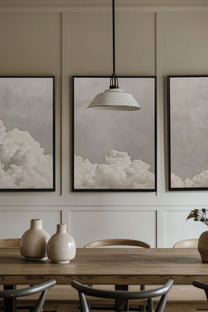 ANTIKE WOLKENLANDSCHAFT TRIO (3 Werke auf gespannter Leinwand)