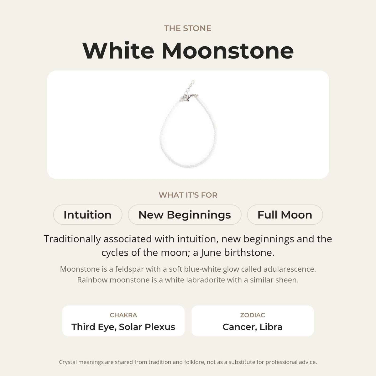 White Moonstone Bracelet - 2-3mm